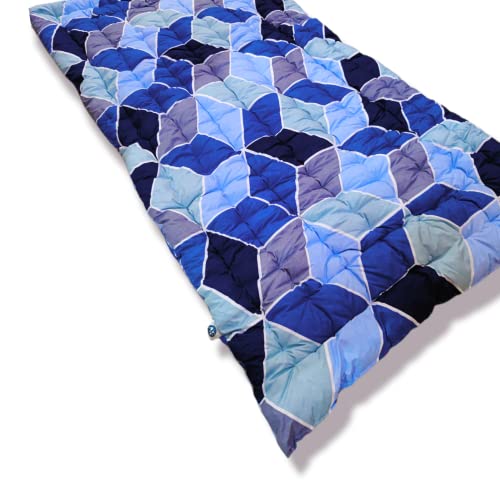 Deevine Craft - Soft Cotton Quilt | Lightweight Foldable Single Firm Mattress | 3D Printed Design | 1-Person Sleeping Capacity | Size: 3 x 6 ft (72 x 36 Inches) | Blue Diamond Pattern - Image 3