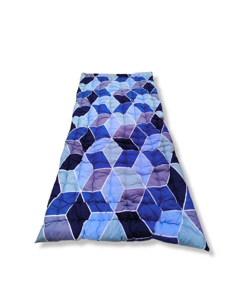 Deevine Craft - Soft Cotton Quilt | Lightweight Foldable Single Firm Mattress | 3D Printed Design | 1-Person Sleeping Capacity | Size: 3 x 6 ft (72 x 36 Inches) | Blue Diamond Pattern - Image 5