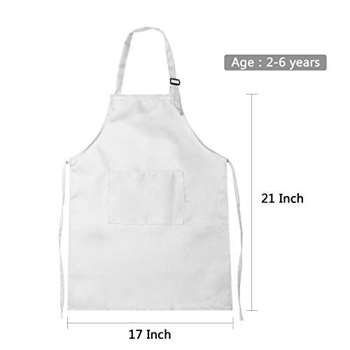Yaomiao 4 Pieces Kids Apron with Pocket Children Adjustable Chef Apron for Cooking Baking Painting (White,S for 2-6 Age) - Image 2