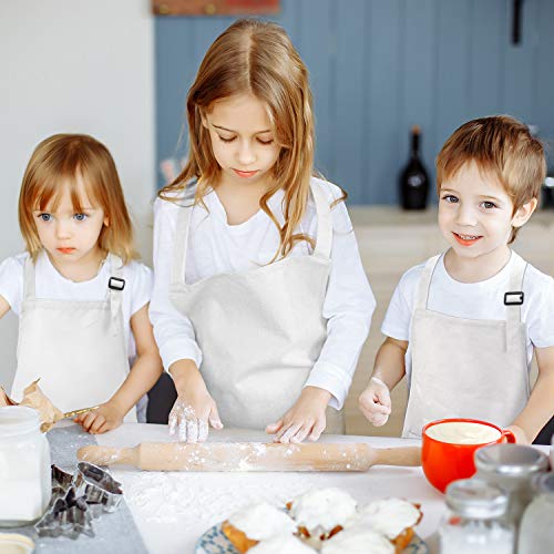 Yaomiao 4 Pieces Kids Apron with Pocket Children Adjustable Chef Apron for Cooking Baking Painting (White,S for 2-6 Age) - Image 5