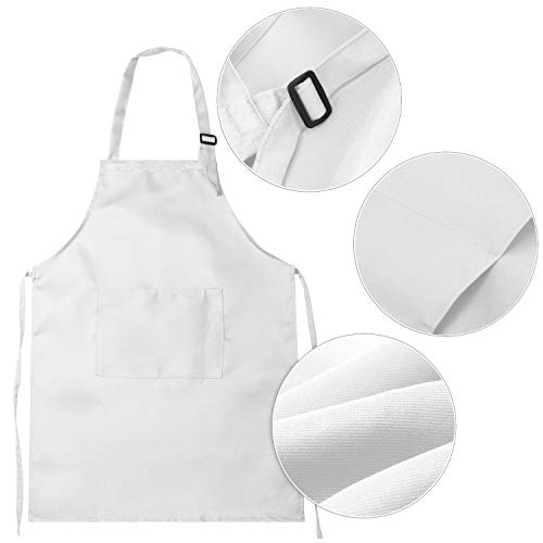 Yaomiao 4 Pieces Kids Apron with Pocket Children Adjustable Chef Apron for Cooking Baking Painting (White,S for 2-6 Age) - Image 3