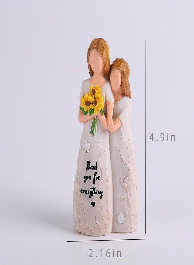 February Roses تمثال ورود فبراير للأم وابنتها - هدية من الابنة لأم العروس، تمثال مرسوم يدويًا لحفل زفاف، عيد ميلاد الأم، للأم (زهرة عباد الشمس للأم وابنتها) - Image 2