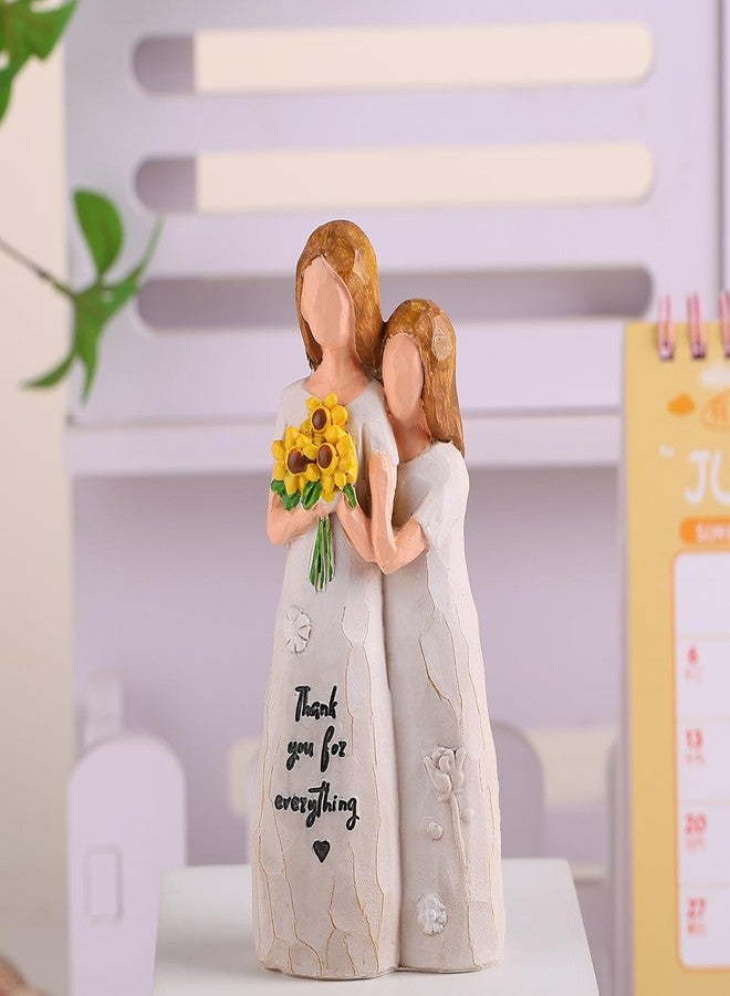 February Roses تمثال ورود فبراير للأم وابنتها - هدية من الابنة لأم العروس، تمثال مرسوم يدويًا لحفل زفاف، عيد ميلاد الأم، للأم (زهرة عباد الشمس للأم وابنتها) - Image 3