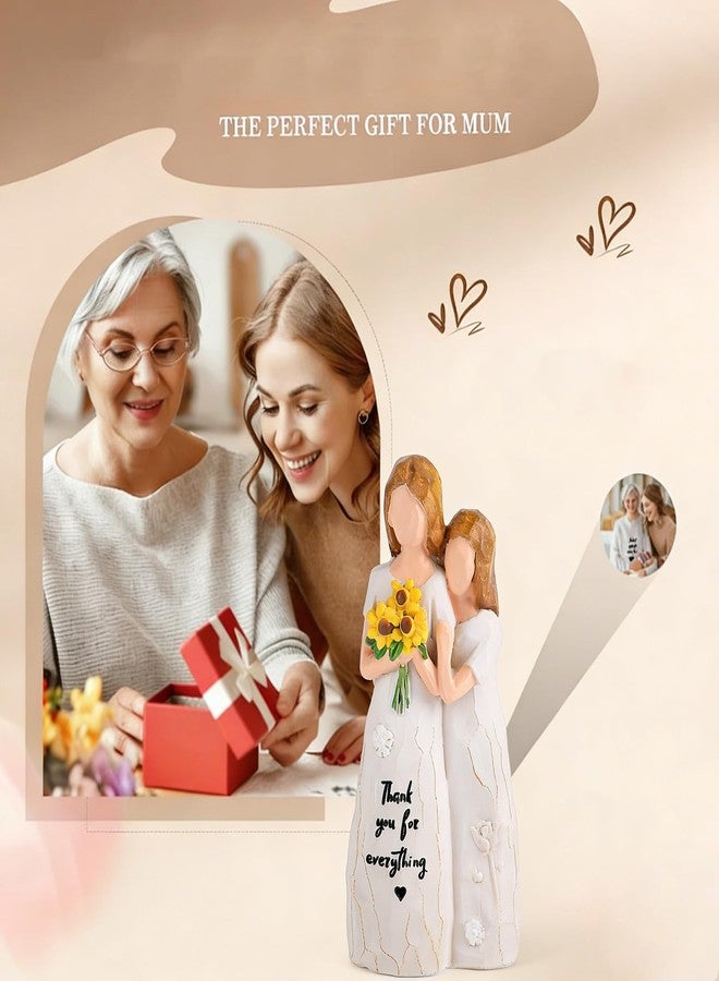 February Roses تمثال ورود فبراير للأم وابنتها - هدية من الابنة لأم العروس، تمثال مرسوم يدويًا لحفل زفاف، عيد ميلاد الأم، للأم (زهرة عباد الشمس للأم وابنتها) - Image 5