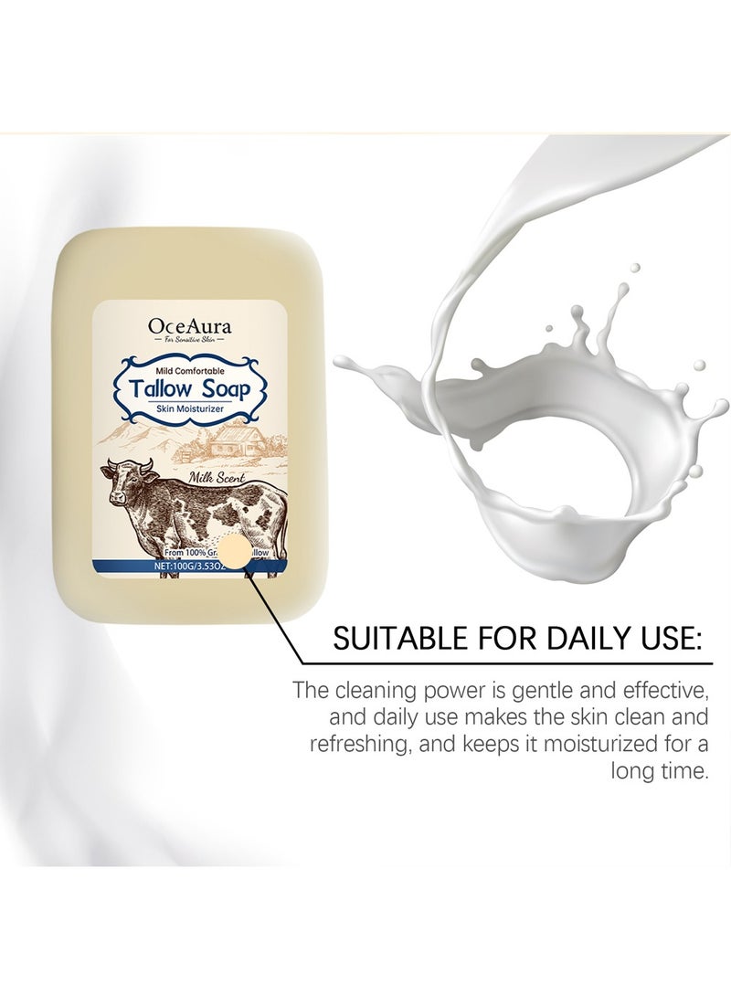  اوساورا صابون الشحم - صابون منظف بالحليب والشحم وفيتامين E، يرطب وينعم ويحافظ على نعومة البشرة، تنظيف لطيف، 100 جرام - Image 4