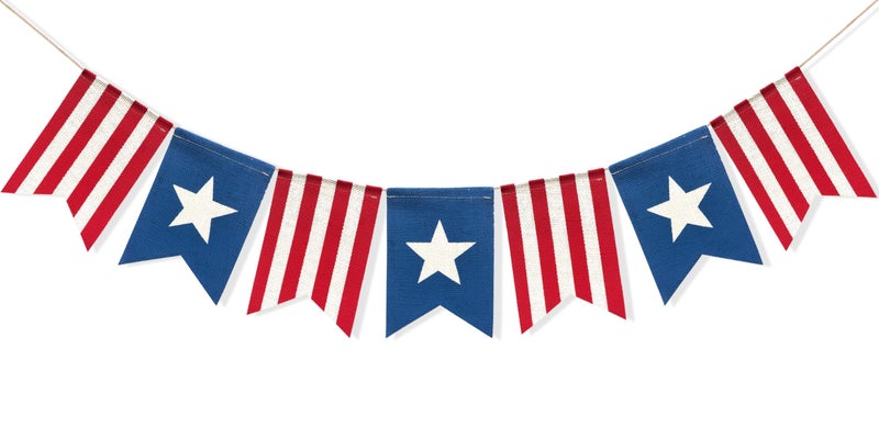 Uniwish American Flag Bunting Banner 4th of July Decorations Patriotic Stars and Stripes American Independence Day Indoor Outdoor Hanging Sign - Image 2