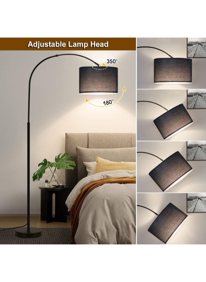 DOMUIK Floor Lamps for Living Room, Modern Floor Lamp with Adjustable Hanging Drum Shade, 185CM Height Tall Arc Floor Lamp, 12W Bulb Included, for Bedroom Office Dorm Room  - Image 3
