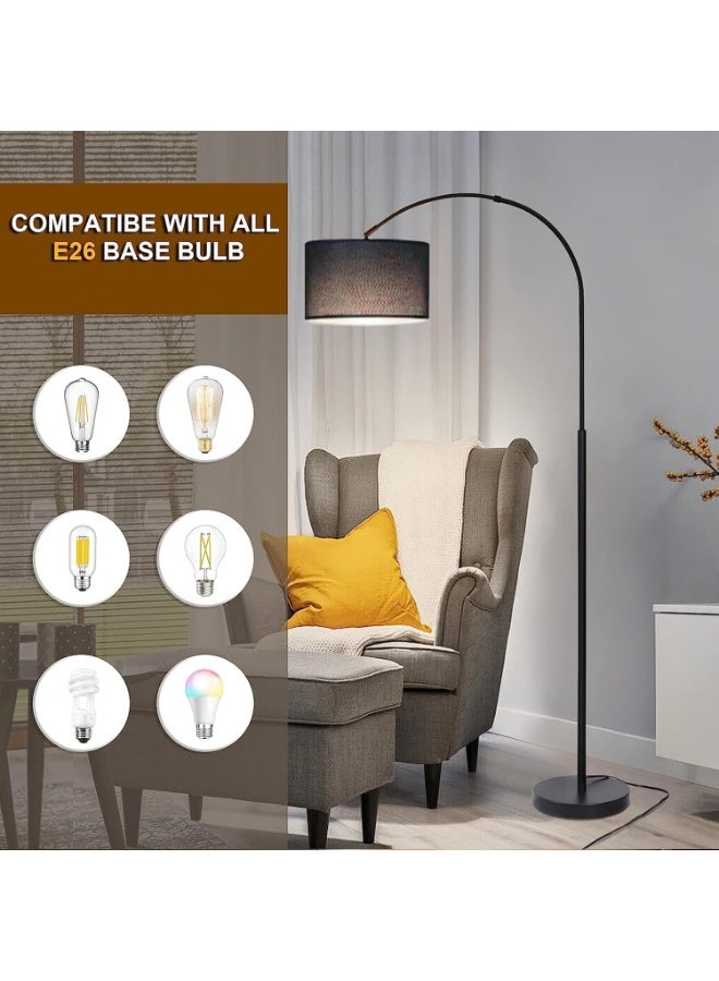 DOMUIK Floor Lamps for Living Room, Modern Floor Lamp with Adjustable Hanging Drum Shade, 185CM Height Tall Arc Floor Lamp, 12W Bulb Included, for Bedroom Office Dorm Room  - Image 5
