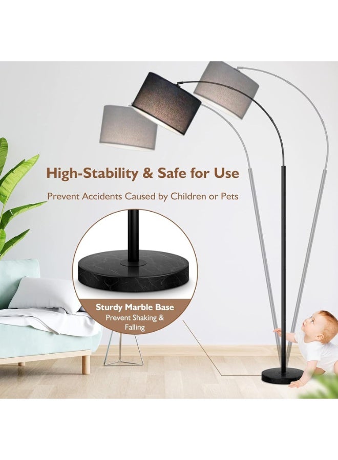 DOMUIK Floor Lamps for Living Room, Modern Floor Lamp with Adjustable Hanging Drum Shade, 185CM Height Tall Arc Floor Lamp, 12W Bulb Included, for Bedroom Office Dorm Room  - Image 4