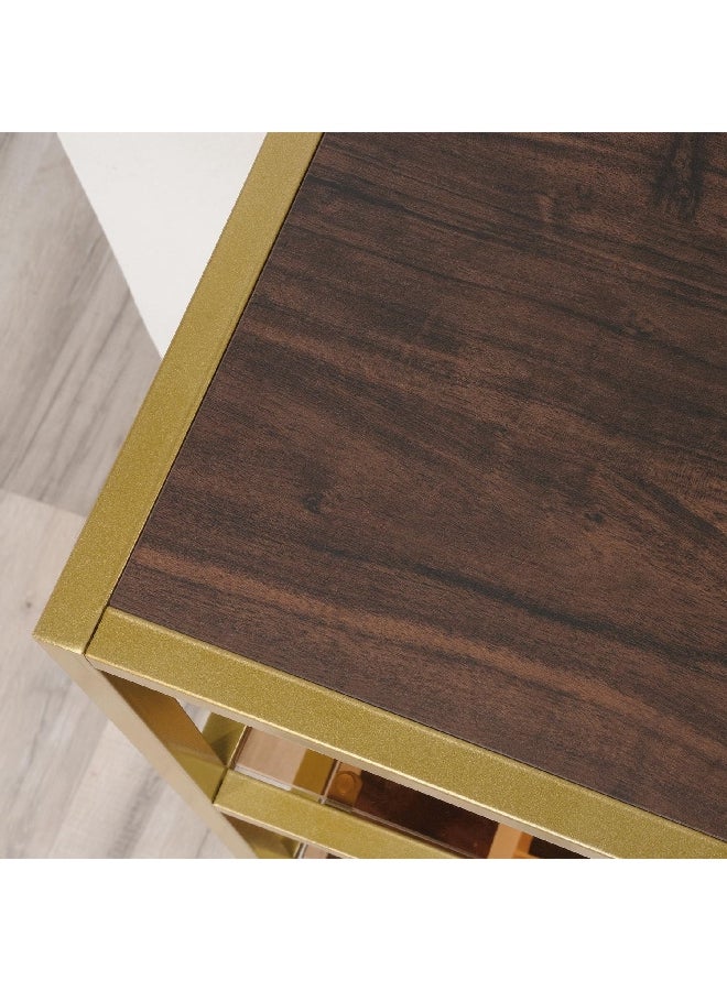 ساودر هاربر هايتس خزانة كتب مستطيلة بأرفف مفتوحة مع أبواب جوزي وذهبي 51.57 x 27.6 x 13.78 بوصة 426451 - Image 2