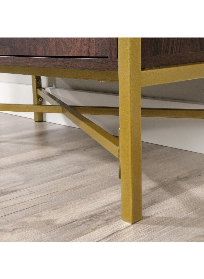 ساودر هاربر هايتس خزانة كتب مستطيلة بأرفف مفتوحة مع أبواب جوزي وذهبي 51.57 x 27.6 x 13.78 بوصة 426451 - Image 4