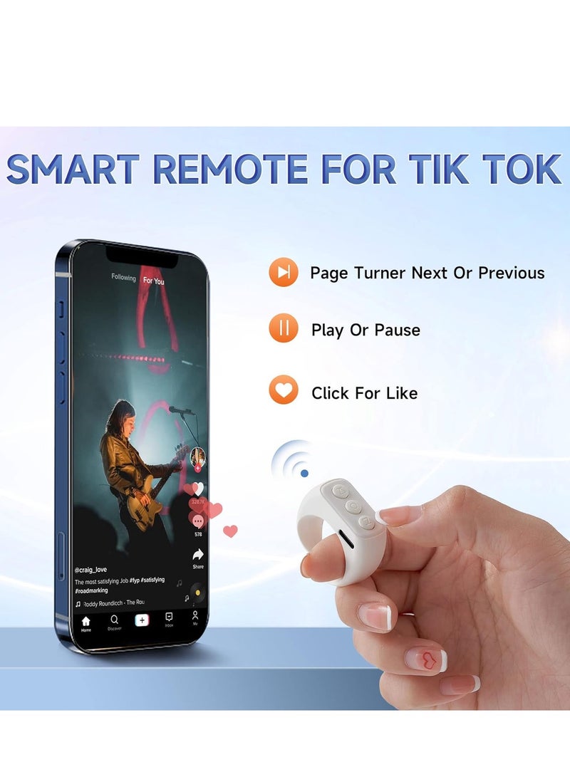 Tiktok Scrolling Ring,Kindle APP Page Turner, Bluetooth Clicker Control, Minimalist Style and Smart Make Life Easier - Snow White  - Image 2