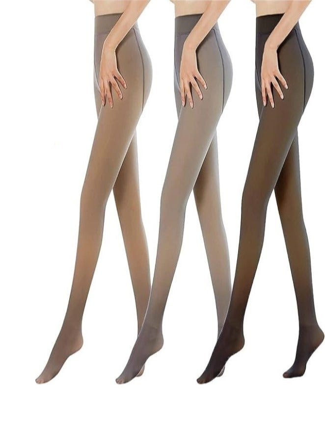 رات سو 3 PCS الجوارب الطويلة الحرارية للنساء، الصوف الجوارب المبطنة، زائف شبه شفاف النحافة قابلة للتنفس شدودية ناعمة ناعمة مريحة الجوارب معتمة شتاء دافئ شديد الشد، 90 جم، حجم واحد  - Image 1