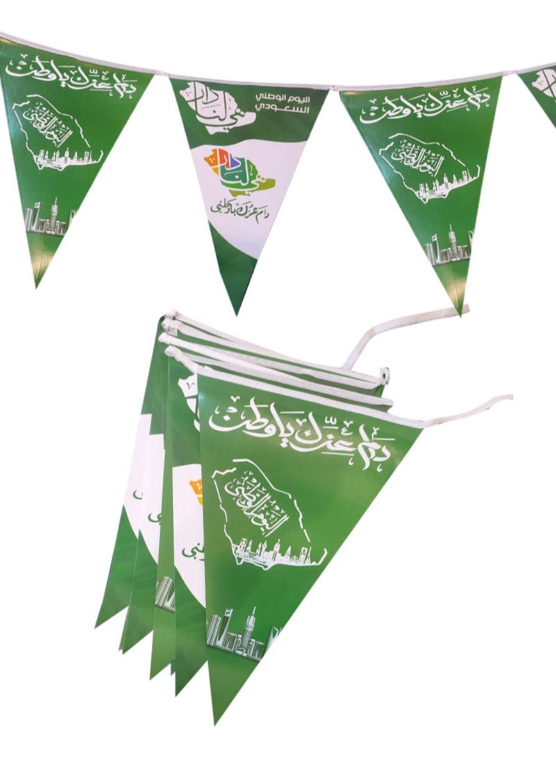 co arma - Green Flags for Saudi Arabia National Day Sturdy Paper Triangle Design - Image 1