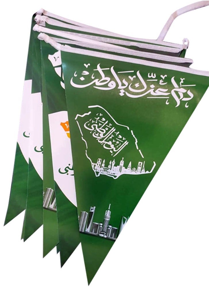 co arma - Green Flags for Saudi Arabia National Day Sturdy Paper Triangle Design - Image 1