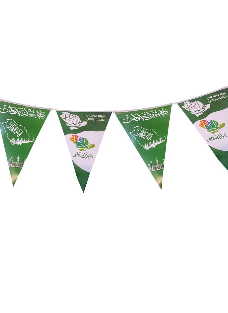 co arma - Green Flags for Saudi Arabia National Day Sturdy Paper Triangle Design - Image 1