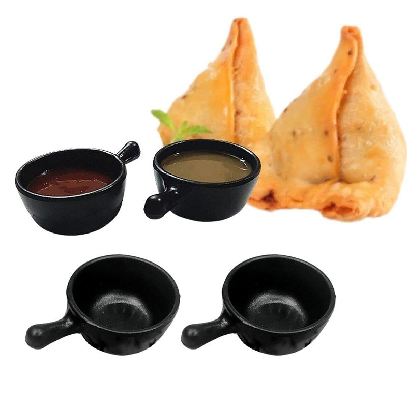 Home Decorise Melamine Small Chutney Dip Bowl Set for Snacks/Tiny Sauce Dip Bowls for Party and Daily use Serving Platter, Unbreakable (Matt Black, Pack of 6) - Image 2