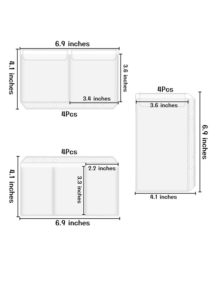 Generic A6 6 Holes Binder Pockets Notebook Refills Filler Organizer Envelope Bill Pouch Name Card Business Card Sleeves Pages, 12 Pieces  - Image 3