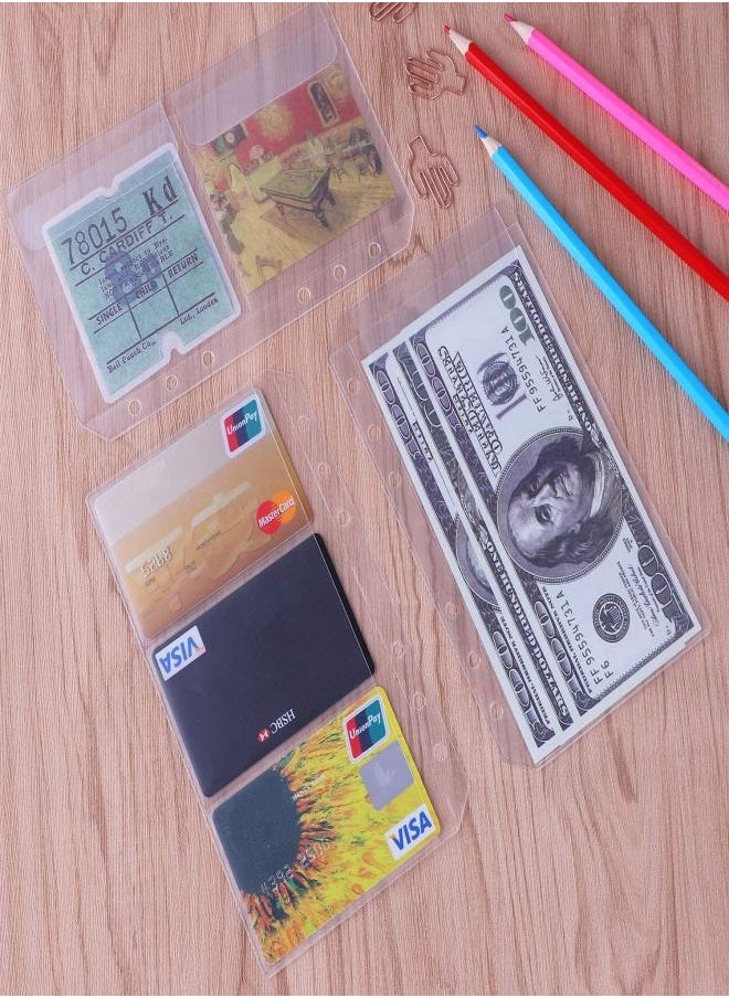 A6 6 Holes Binder Pockets Notebook Refills Filler Organizer Envelope Bill Pouch Name Card Business Card Sleeves Pages, 12 Pieces