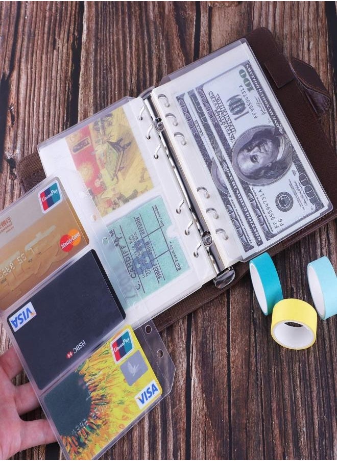 A6 6 Holes Binder Pockets Notebook Refills Filler Organizer Envelope Bill Pouch Name Card Business Card Sleeves Pages, 12 Pieces