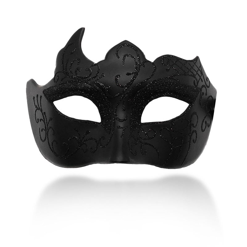Ralleyfun Masquerade Mask for Men Couple Venetian Mask for Halloween Mardi Gras Costume Party Prom Ball (Black+Black) - Image 1