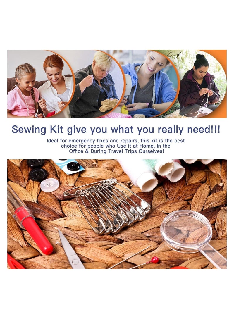 NIBEMINENT Sewing Kit with Case Portable Supplies for Adults and Kids Filled Needle Thread Scissors Thimble Clips Etc Travel Family Everyday or Emergency DIY Kits - Image 3