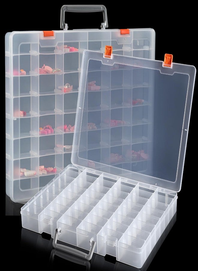 Udefineit 2 Pack Large 48 Grids Clear Plastic Organizer Boxes with Adjustable Dividers, Jewlery Storages Bead Organizers Rock Collection Boxes, Compartment Containers for Nail/Tackle/Screw/Arts/Craft - Image 2