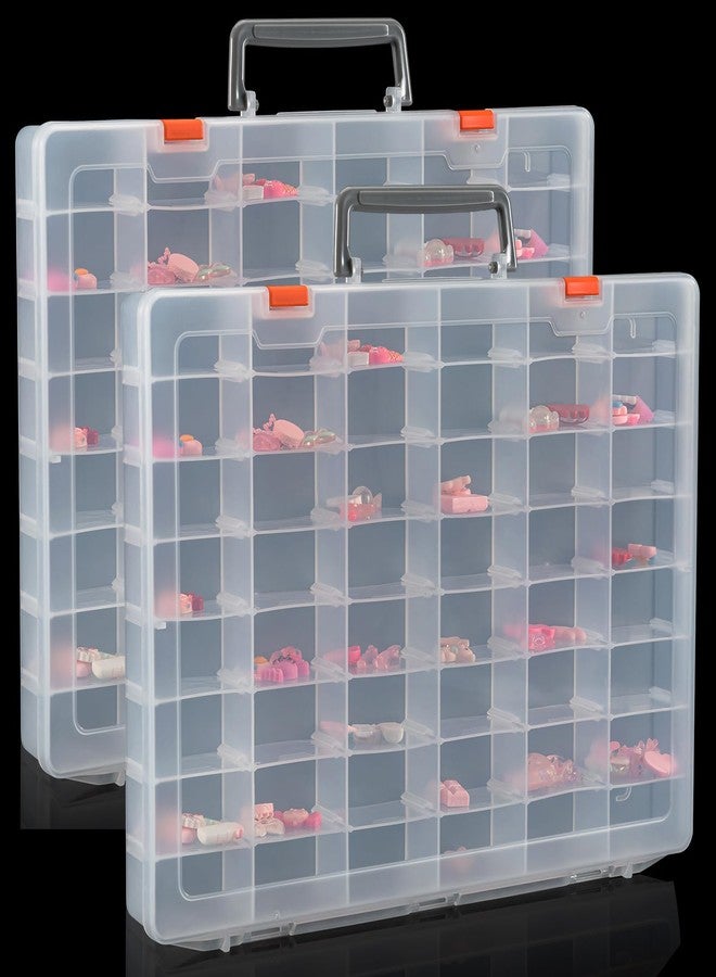 Udefineit 2 Pack Large 48 Grids Clear Plastic Organizer Boxes with Adjustable Dividers, Jewlery Storages Bead Organizers Rock Collection Boxes, Compartment Containers for Nail/Tackle/Screw/Arts/Craft - Image 1