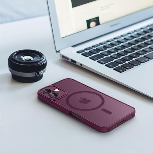 Tobfit Magnetic Case for iPhone 16 6.1-Inch Compatible with MagSafe, Translucent Matte Back Slim Shockproof Phone Cover for iPhone 16,Wine red - Image 5