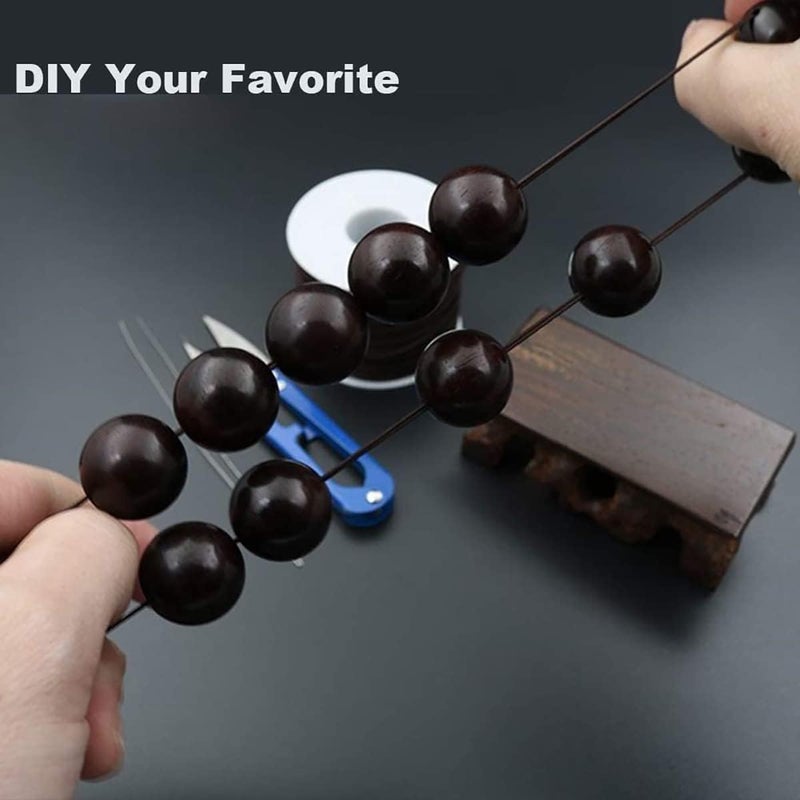 HZYH 0.8mm Brown Elastic Beading String for Jewelry Making, 100m Durable Polyester  Cord - Image 2