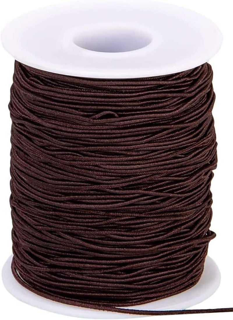 HZYH 0.8mm Brown Elastic Beading String for Jewelry Making, 100m Durable Polyester  Cord - Image 1