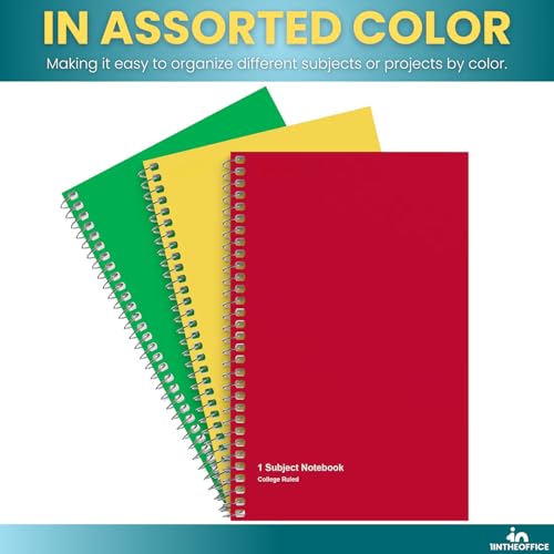 1InTheOffice 1-Subject Wirebound Notebook, College Ruled, 80 Sheets, Spiral Notebook 5x7, 7 3/4" x 5", 6/Pk (6) - Image 4