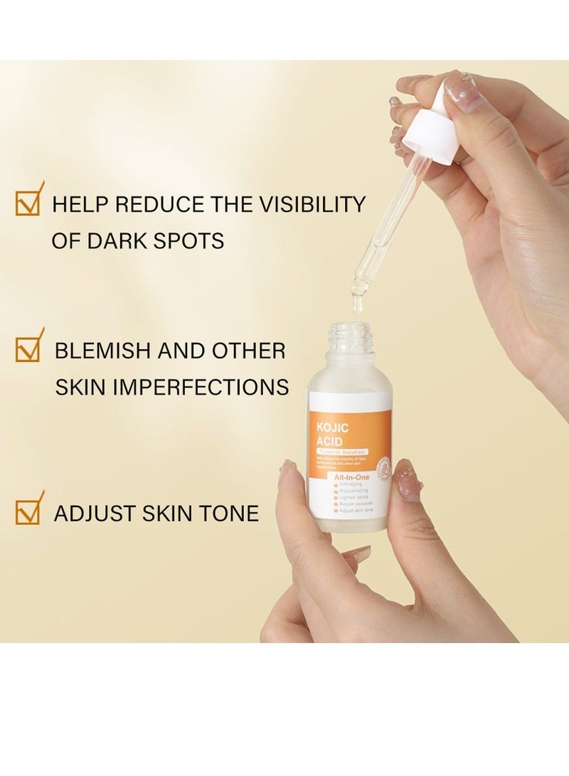 MOOYAM Kojic Acid Turmeric Solution- Reduca The Dark Spots Anti Aging Serum,Lighten Spots,Adjust Skin Tone 30ml - Image 4