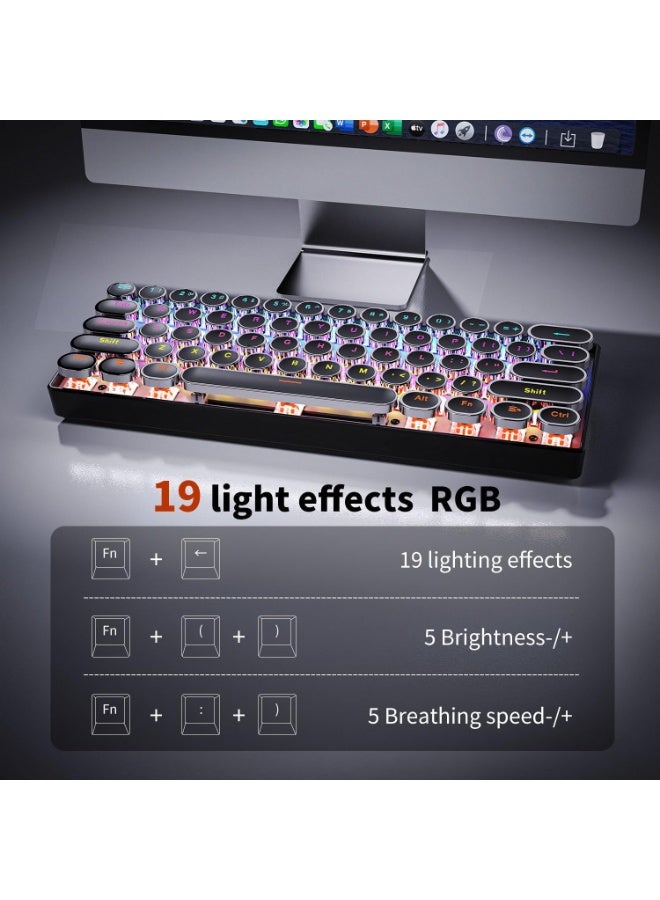 Eweadn لوحة مفاتيح ميكانيكية لاسلكية G61، تصميم آلة كاتبة صغيرة 60% | بلوتوث، 2.4 جيجاهرتز، USB-C | إضاءة خلفية بألوان قوس قزح، مفاتيح حمراء، خاصية منع التداخل، لوحة مفاتيح أنيقة وجذابة - Image 5