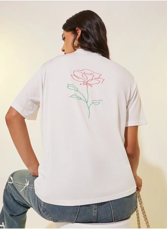 ستايلي Graphic Print Round Neck T-Shirt