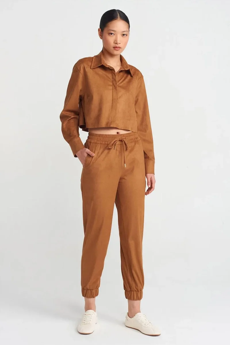 DILVIN Faux Suede Jogger Pants