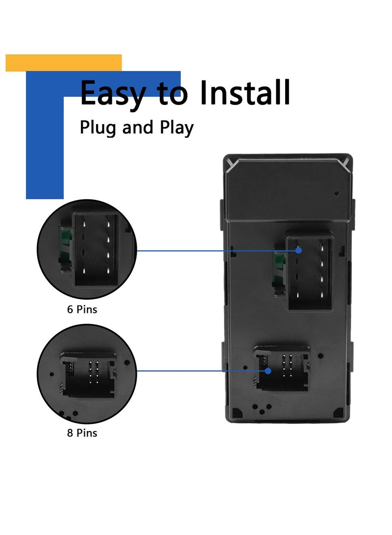 SYOSI Driver Side Power Window Switch for 2007-2013 Chevy Silverado 1500 2500HD 3500HD GMC Sierra 1500 08-13 Sierra 2500HD 3500HD 09-15 Driver Side Power Window Master Control Switch fits - Image 5