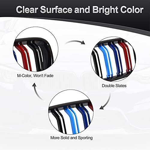 ATPOEN F32 Grille Grill for BMW 4 Series M4 F80 F82 F83 F32 F33 F36 430i 428i 435i 440i 2014 2015 2016 2017 2018 2019 2020 ATPOEN Front Grill Kidney Bumper Double Slats, 2Pcs (M-Color) - Image 3