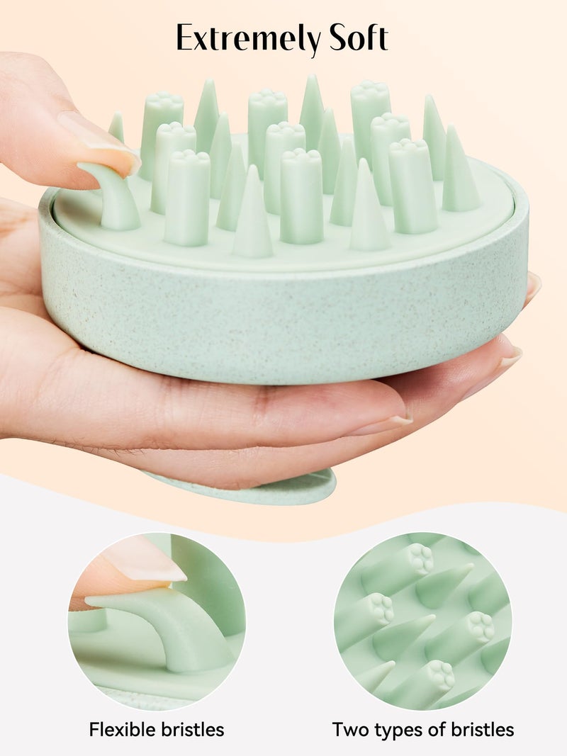 HEETA Hair Scalp Massager for Hair Growth, Shampoo Brush, Scalp Scrubber Exfoliator with Soft Silicone Bristles for Dandruff Removal to Relieve Stress, Wet Dry Use Updated Material, Green - Image 2
