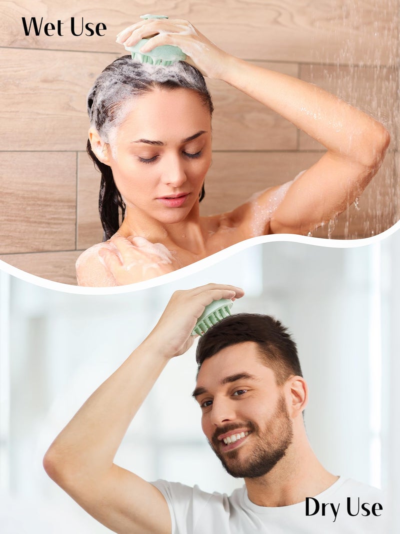 HEETA Hair Scalp Massager for Hair Growth, Shampoo Brush, Scalp Scrubber Exfoliator with Soft Silicone Bristles for Dandruff Removal to Relieve Stress, Wet Dry Use Updated Material, Green - Image 4