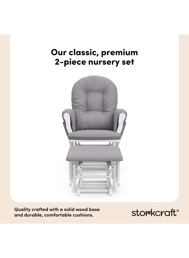 Storkcraft Premium Hoop Glider and Ottoman (White Base, Gray Swirl Cushion) – Padded Cushions with Storage Pocket, Smooth Rocking Motion, Easy to Assemble, Solid Hardwood Base - Image 4