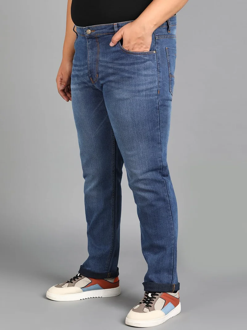 أوربانو فاشن Urbano Plus Men's Blue Regular Fit Washed Jeans Stretchable