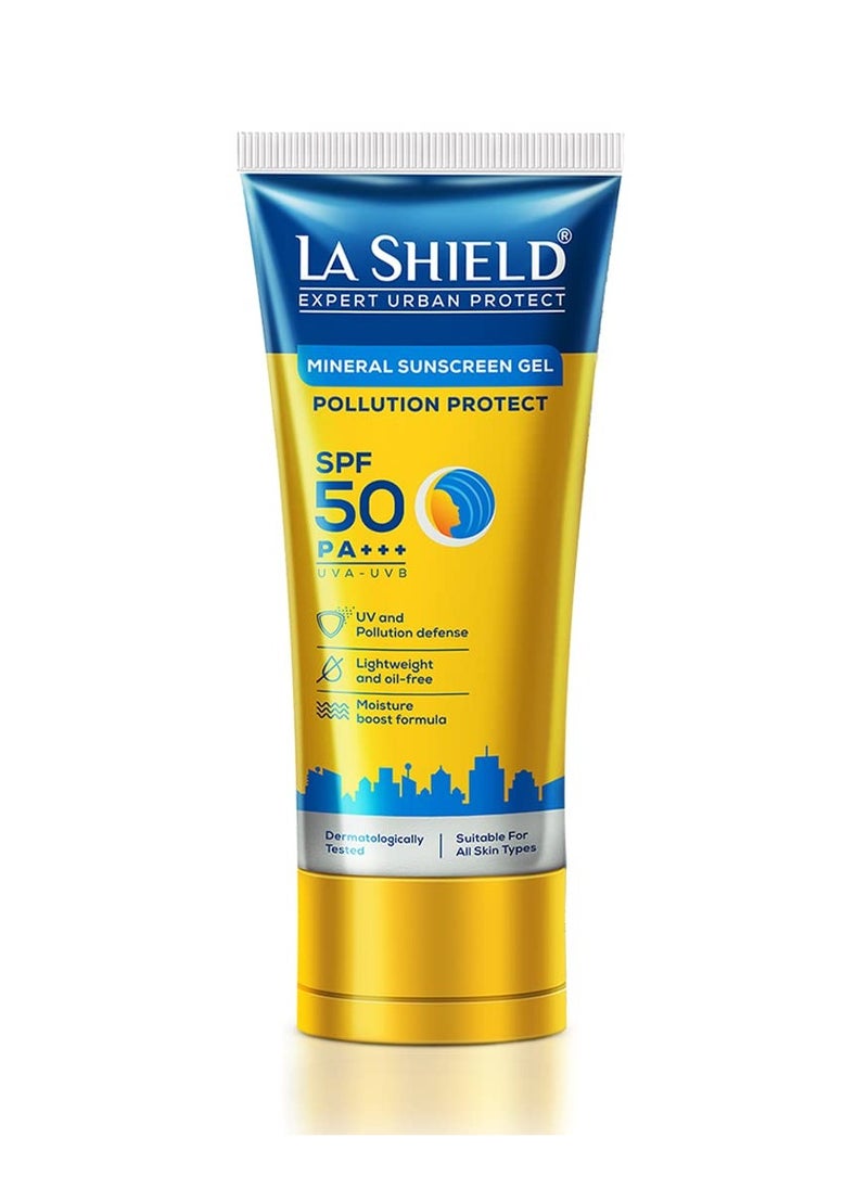 La Shield - La Shield Pollution Protect SPF 50 Mineral Sunscreen Gel | PA+++ | Lightweight & Oil free | Moisture boost formula | Water resistant| All Skin types |Dermatologist Tested | 50g - Image 1