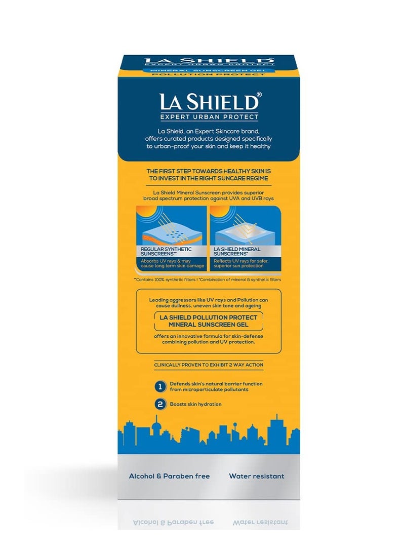 La Shield - La Shield Pollution Protect SPF 50 Mineral Sunscreen Gel | PA+++ | Lightweight & Oil free | Moisture boost formula | Water resistant| All Skin types |Dermatologist Tested | 50g - Image 1
