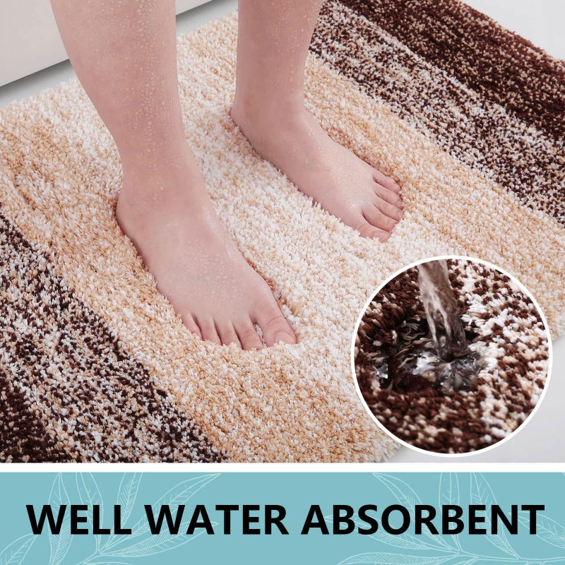 Arotive Microfiber Bathroom Rugs, Shaggy Soft and Absorbent Bath Rug, Non-Slip, Thick Plush Machine Washable Dry Bath Mats for Bathroom, Tub and Shower, 24x16, Brown, Rectangular - Image 3