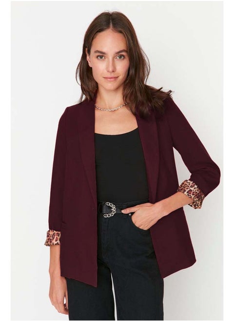 Claret Red Regular Lined Detailed Blazer Jacket TWOAW20CE0316