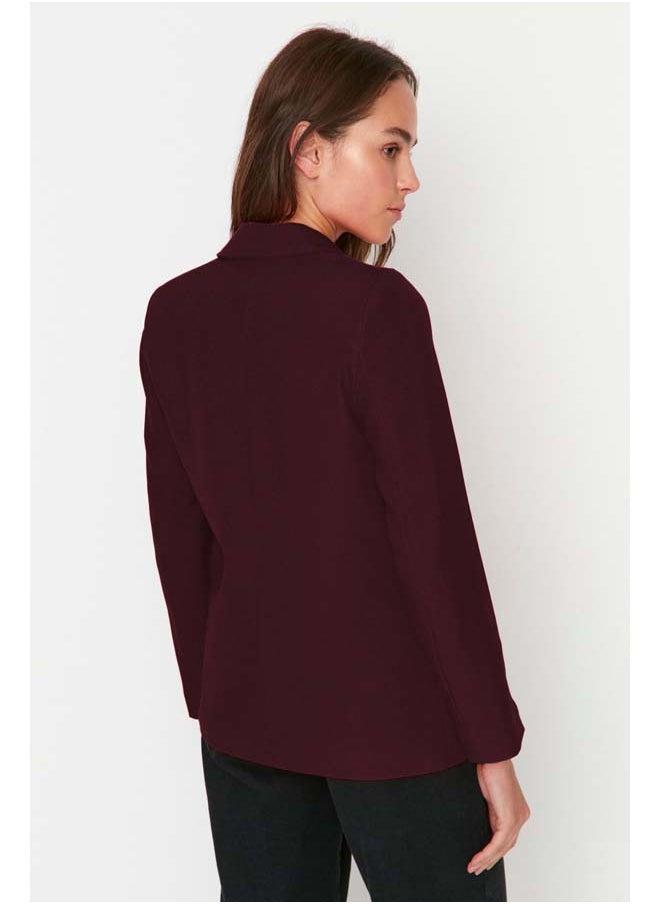 Claret Red Regular Lined Detailed Blazer Jacket TWOAW20CE0316