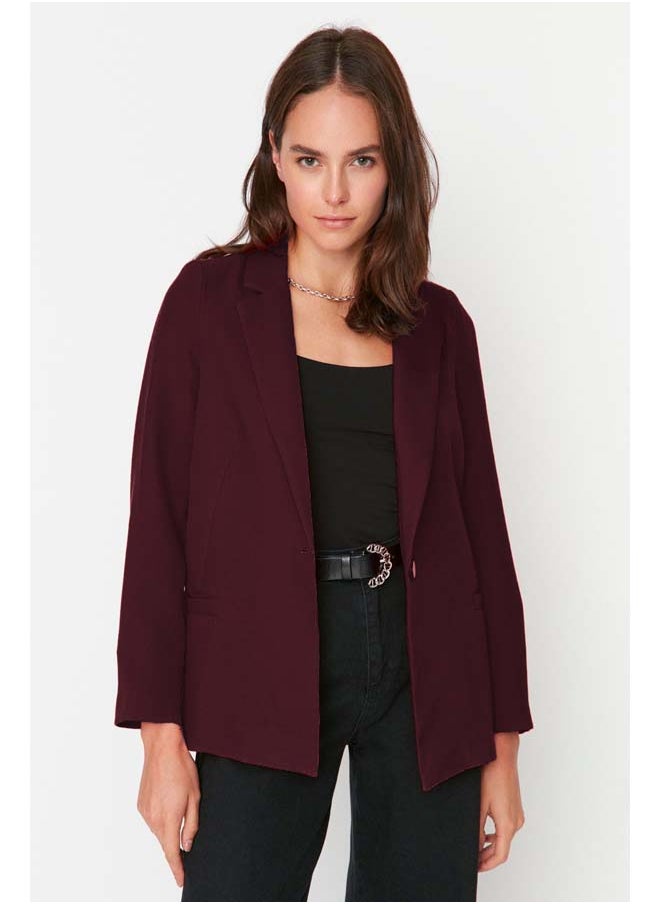 Claret Red Regular Lined Detailed Blazer Jacket TWOAW20CE0316