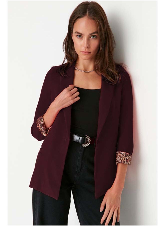 Claret Red Regular Lined Detailed Blazer Jacket TWOAW20CE0316