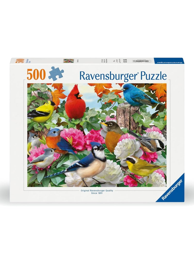 Ravensburger لعبة بازل طيور الحديقة من رافنسبورجر - 500 قطعة بازل للأعمار المختلفة مع رسومات طيور ملونة في حديقة خلابة، جودة ممتازة مع قطع تتناسب بشكل مثالي للمتعة والاسترخاء | 12000147-8 - Image 1